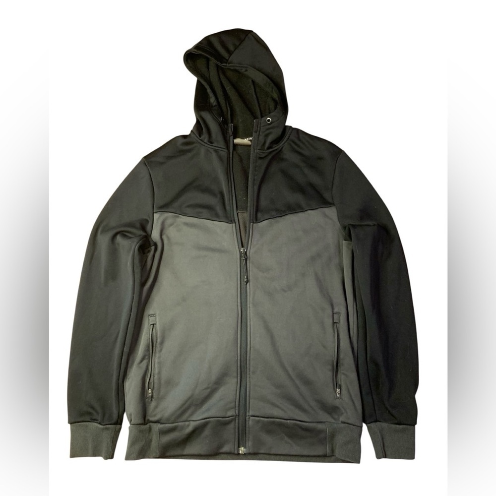 Matrix Men’s Full-Zip Fleece Hoodie - Charcoal & Black - Size Medium
